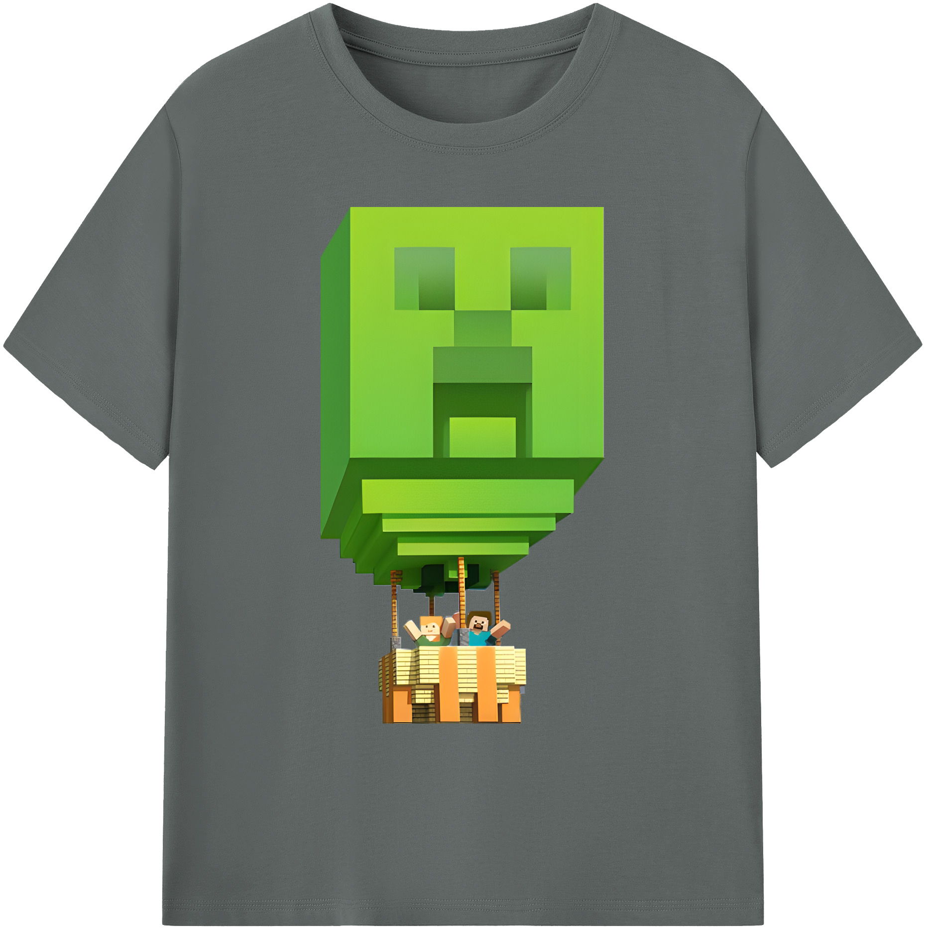 （画像用） マインクラフト ブロックの世界 Minecraft MC Block world 綿100％ メンズ半袖Tシャツ｜肌触りやわらか＆通気性